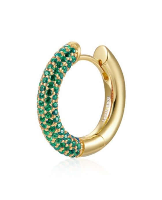 Le Marshand®  -  Joyería en plata 925, chapado en Oro 24K - Arito Lux Round Verde - Diseños propios - Brazaletes, pulseras, collares y pendientes - Joyería online - Mallorca