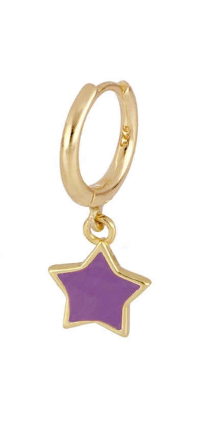 Le Marshand®  -  Joyería en plata 925, chapado en Oro 24K - Arito estrella lila - Diseños propios - Brazaletes, pulseras, collares y pendientes - Joyería online - Mallorca