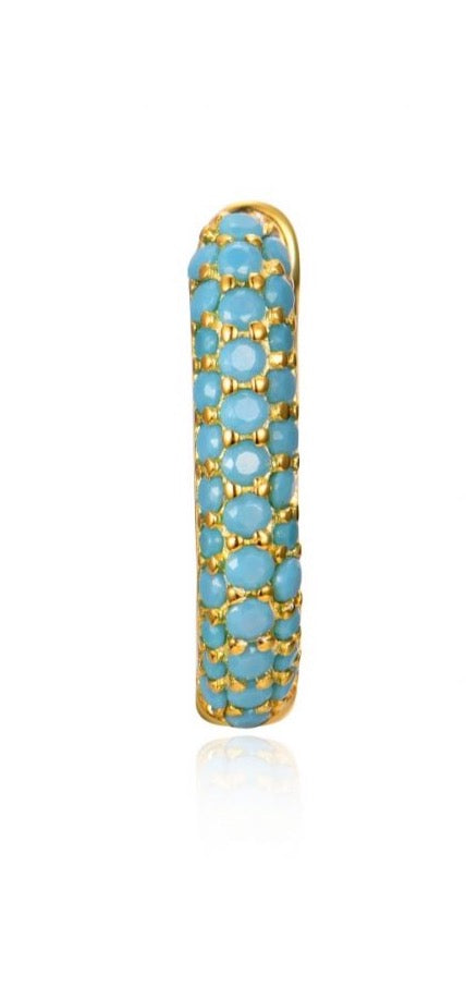 Le Marshand®  -  Joyería en plata 925, chapado en Oro 24K - Arito Mini Circ Q Turquesa - Diseños propios - Brazaletes, pulseras, collares y pendientes - Joyería online - Mallorca