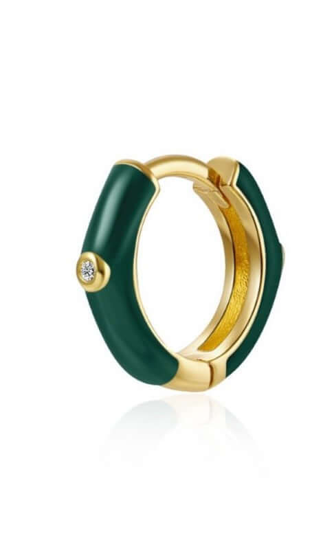 Le Marshand®  -  Joyería en plata 925, chapado en Oro 24K - Arito Esmaltado Verde - Diseños propios - Brazaletes, pulseras, collares y pendientes - Joyería online - Mallorca