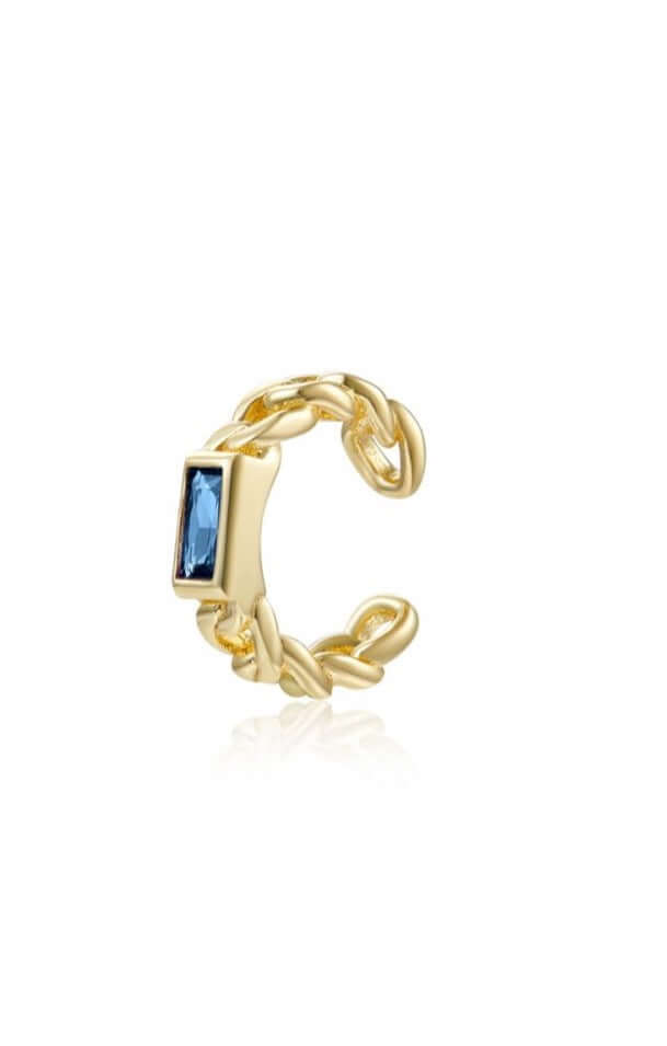 Le Marshand®  -  Joyería en plata 925, chapado en Oro 24K - Cuff Solitario Azul - Diseños propios - Brazaletes, pulseras, collares y pendientes - Joyería online - Mallorca