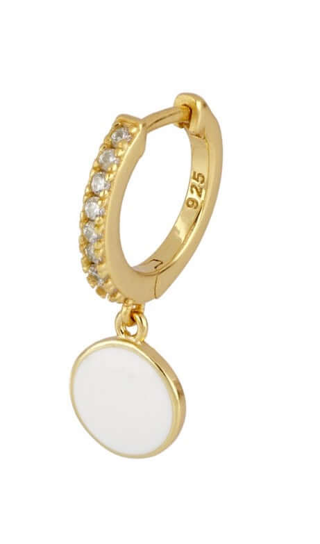 Le Marshand®  -  Joyería en plata 925, chapado en Oro 24K - Arito Medallita blanca - Diseños propios - Brazaletes, pulseras, collares y pendientes - Joyería online - Mallorca