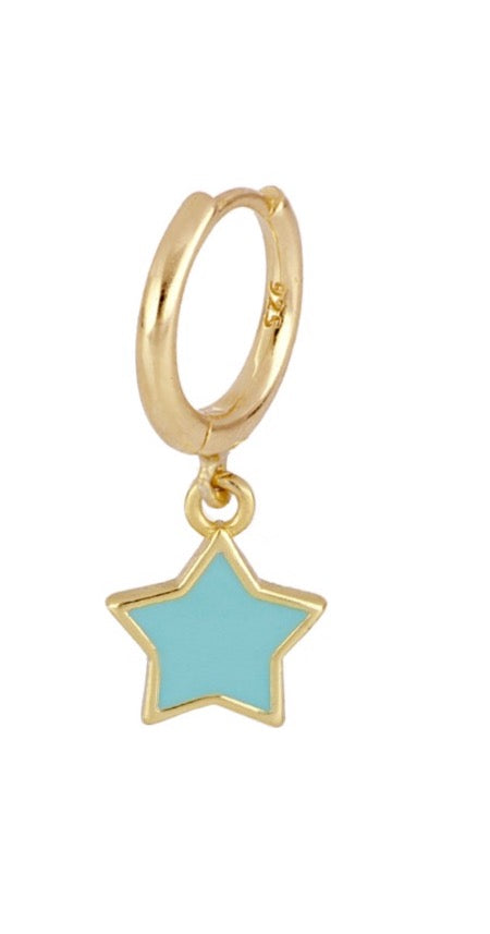 Le Marshand®  -  Joyería en plata 925, chapado en Oro 24K - Arito estrella azul - Diseños propios - Brazaletes, pulseras, collares y pendientes - Joyería online - Mallorca