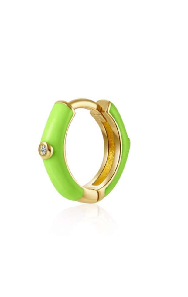 Le Marshand®  -  Joyería en plata 925, chapado en Oro 24K - Arito Esmaltado Verde lima - Diseños propios - Brazaletes, pulseras, collares y pendientes - Joyería online - Mallorca