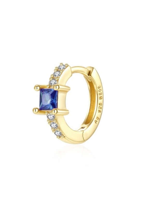Le Marshand®  -  Joyería en plata 925, chapado en Oro 24K - Arito Solitario Azul - Diseños propios - Brazaletes, pulseras, collares y pendientes - Joyería online - Mallorca