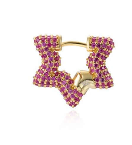 Le Marshand®  -  Joyería en plata 925, chapado en Oro 24K - Arito Lux Gran Estrella Rosa - Diseños propios - Brazaletes, pulseras, collares y pendientes - Joyería online - Mallorca