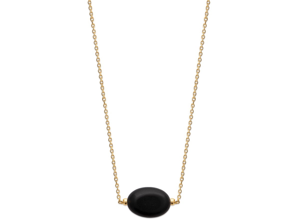 Le Marshand®  -  Joyería en plata 925, chapado en Oro 24K - Collar Stone Negro (Ágata)(RBJ) - Diseños propios - Brazaletes, pulseras, collares y pendientes - Joyería online - Mallorca