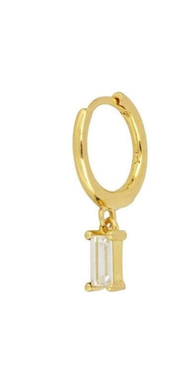 Le Marshand®  -  Joyería en plata 925, chapado en Oro 24K - Arito Baguette Blanca - Diseños propios - Brazaletes, pulseras, collares y pendientes - Joyería online - Mallorca