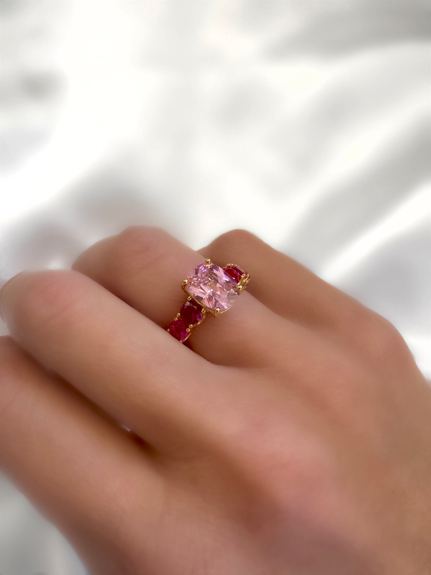 Candy Ring Pink  (Gold Plated Silver)