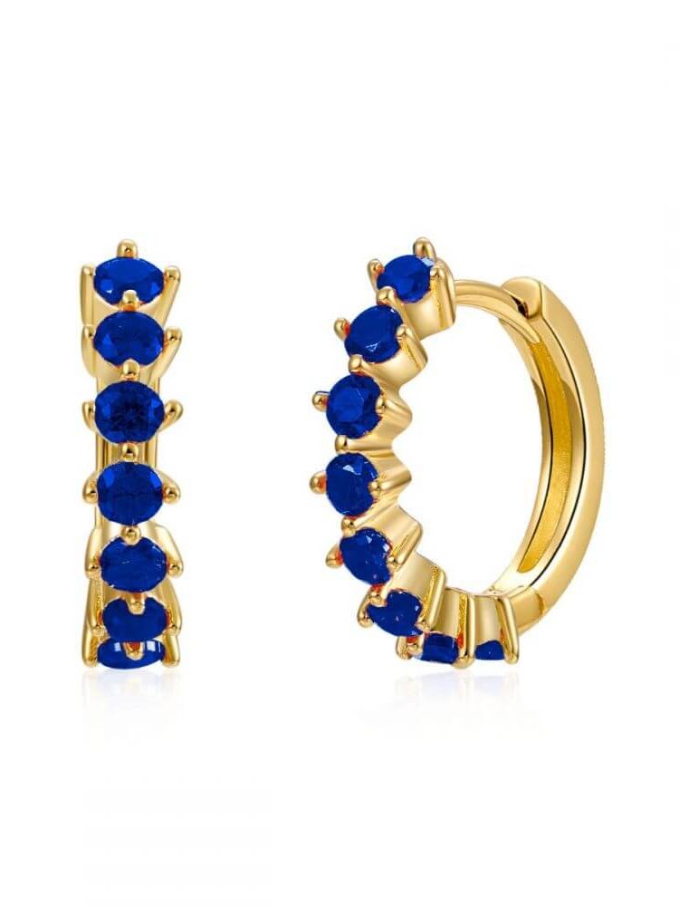 Le Marshand®  -  Joyería en plata 925, chapado en Oro 24K - Arito Circulitos Azul - Diseños propios - Brazaletes, pulseras, collares y pendientes - Joyería online - Mallorca