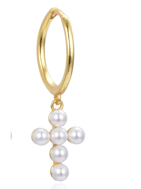 Le Marshand®  -  Joyería en plata 925, chapado en Oro 24K - Arito Cruz Perlas - Diseños propios - Brazaletes, pulseras, collares y pendientes - Joyería online - Mallorca