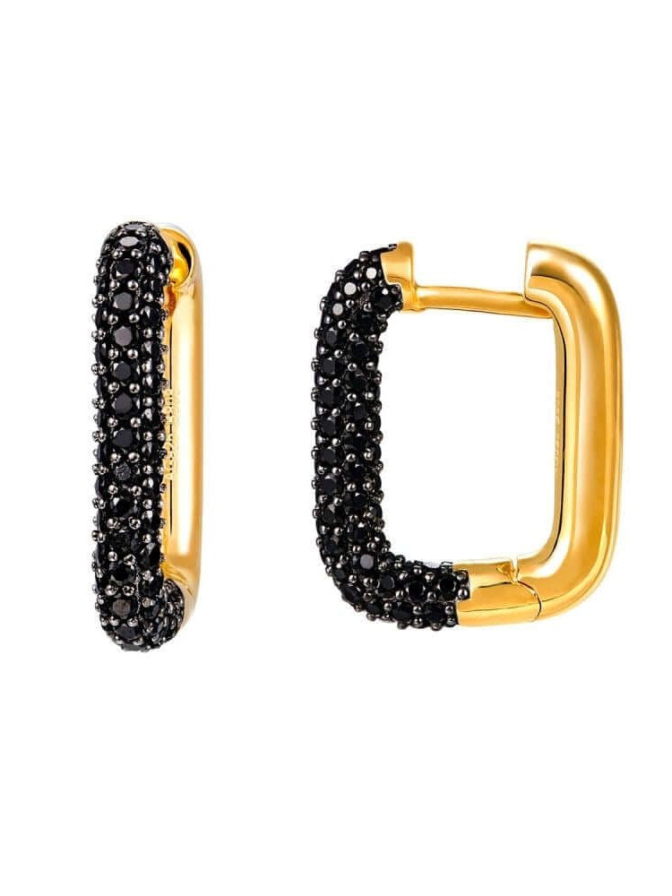 Le Marshand®  -  Joyería en plata 925, chapado en Oro 24K - Arito Lux Q Negro - Diseños propios - Brazaletes, pulseras, collares y pendientes - Joyería online - Mallorca