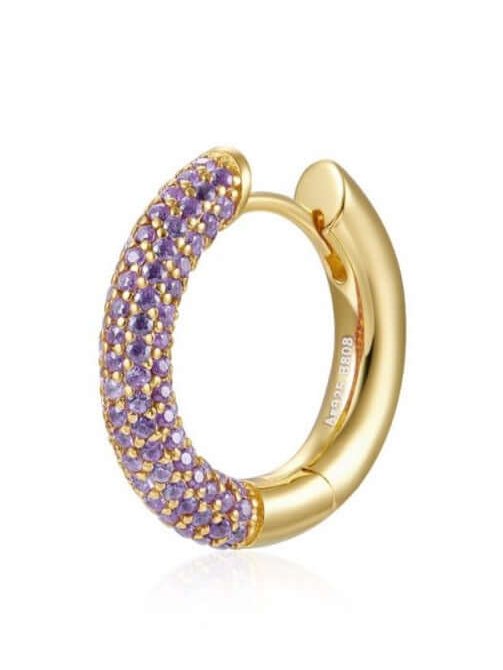 Le Marshand®  -  Joyería en plata 925, chapado en Oro 24K - Arito Lux Round Lila - Diseños propios - Brazaletes, pulseras, collares y pendientes - Joyería online - Mallorca