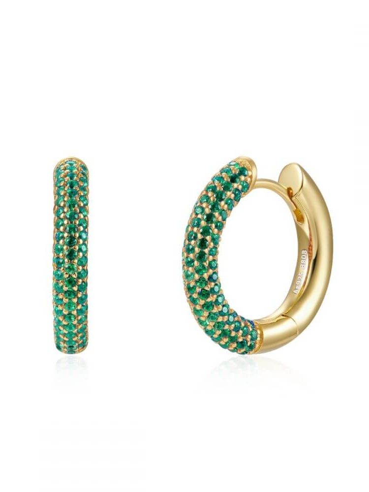 Le Marshand®  -  Joyería en plata 925, chapado en Oro 24K - Arito Lux Round Verde - Diseños propios - Brazaletes, pulseras, collares y pendientes - Joyería online - Mallorca