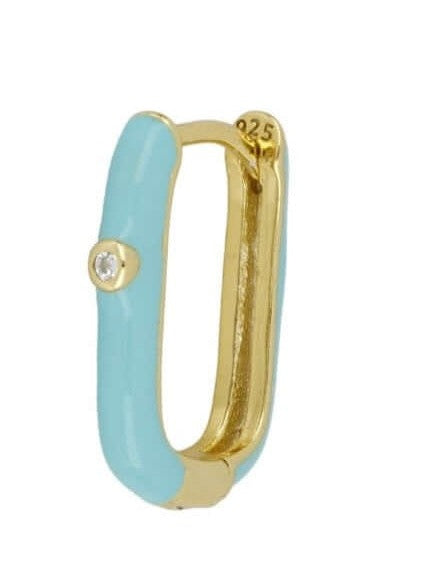 Le Marshand®  -  Joyería en plata 925, chapado en Oro 24K - Arito Mini Q Turquesa - Diseños propios - Brazaletes, pulseras, collares y pendientes - Joyería online - Mallorca