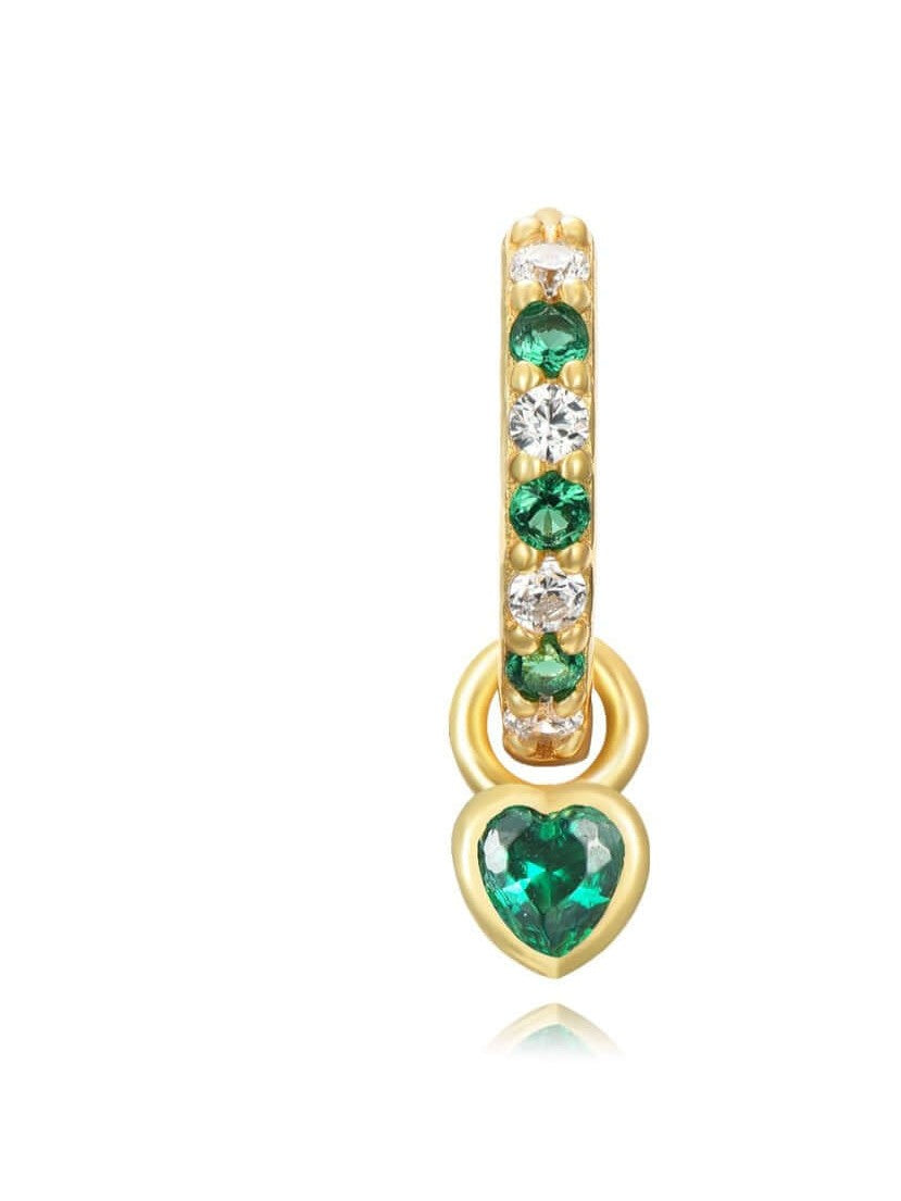 Le Marshand®  -  Joyería en plata 925, chapado en Oro 24K - Arito Petit Corazón (Verde) - Diseños propios - Brazaletes, pulseras, collares y pendientes - Joyería online - Mallorca