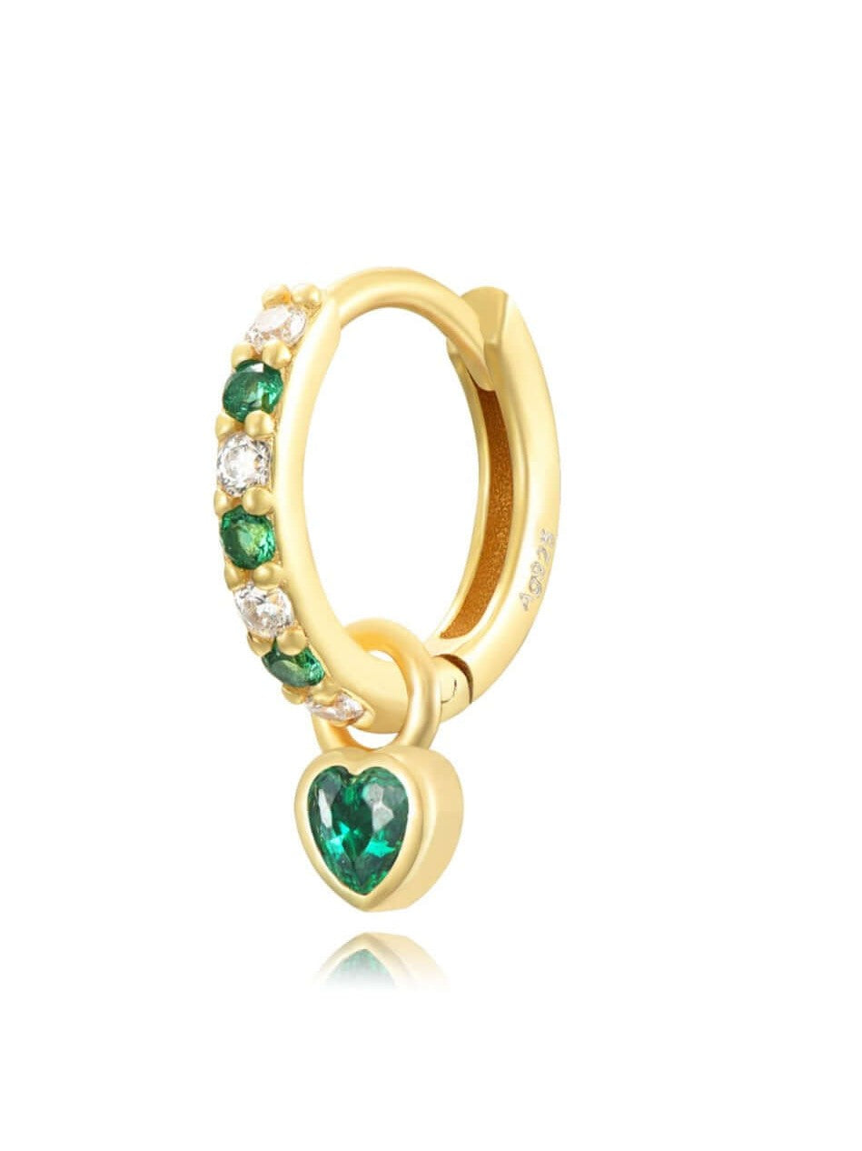 Le Marshand®  -  Joyería en plata 925, chapado en Oro 24K - Arito Petit Corazón (Verde) - Diseños propios - Brazaletes, pulseras, collares y pendientes - Joyería online - Mallorca