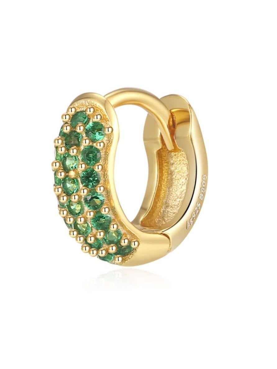 Le Marshand®  -  Joyería en plata 925, chapado en Oro 24K - Arito Round Mini Verde - Diseños propios - Brazaletes, pulseras, collares y pendientes - Joyería online - Mallorca