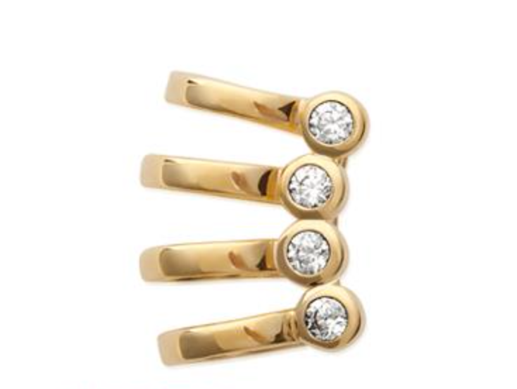 Le Marshand®  -  Joyería en plata 925, chapado en Oro 24K - Cuff Lux 25 4 circonitas - Diseños propios - Brazaletes, pulseras, collares y pendientes - Joyería online - Mallorca