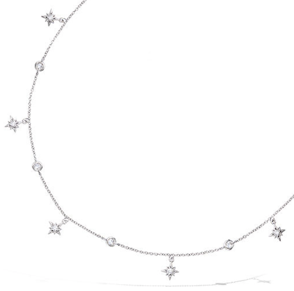 Le Marshand®  -  Joyería en plata 925, chapado en Oro 24K - Collar estrellas y circonitas  (Plata) - Diseños propios - Brazaletes, pulseras, collares y pendientes - Joyería online - Mallorca