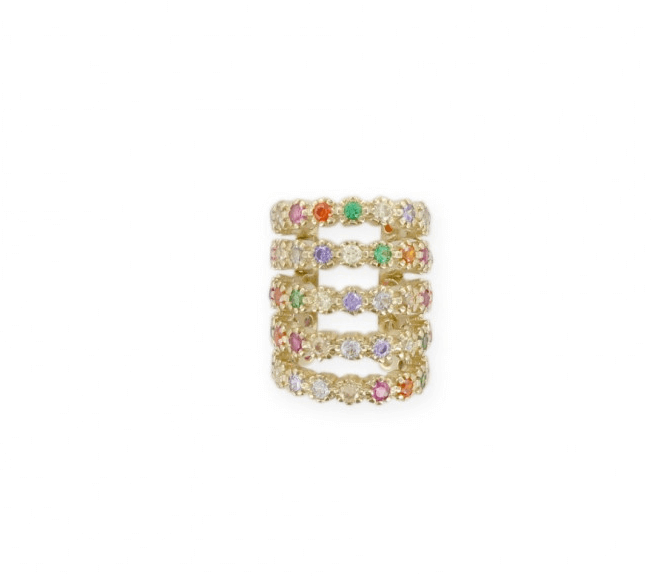 Le Marshand®  -  Joyería en plata 925, chapado en Oro 24K - Cuff Lux 39 Cinco tiras Colorines - Diseños propios - Brazaletes, pulseras, collares y pendientes - Joyería online - Mallorca