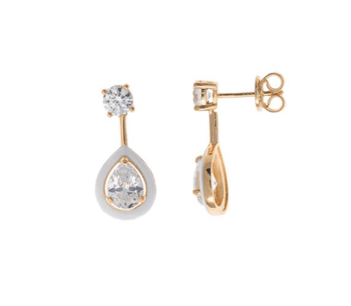 Le Marshand®  -  Joyería en plata 925, chapado en Oro 24K - Pendientes Gota Blanca (Plata bañada en oro) (RBJ) - Diseños propios - Brazaletes, pulseras, collares y pendientes - Joyería online - Mallorca