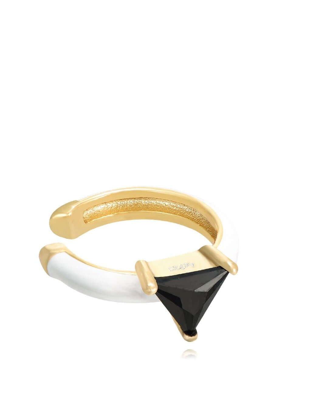 Le Marshand®  -  Joyería en plata 925, chapado en Oro 24K - Cuff Esmaltado blanco y circonita negra - Diseños propios - Brazaletes, pulseras, collares y pendientes - Joyería online - Mallorca