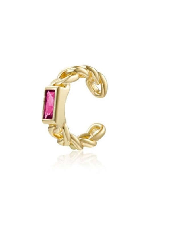 Le Marshand®  -  Joyería en plata 925, chapado en Oro 24K - Cuff Solitario Rosa - Diseños propios - Brazaletes, pulseras, collares y pendientes - Joyería online - Mallorca