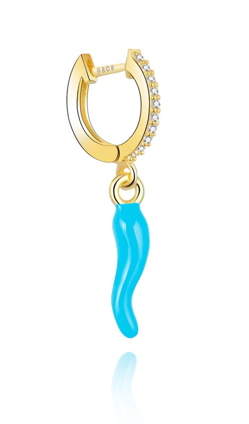 Le Marshand®  -  Joyería en plata 925, chapado en Oro 24K - Arito Guindilla Azul - Diseños propios - Brazaletes, pulseras, collares y pendientes - Joyería online - Mallorca