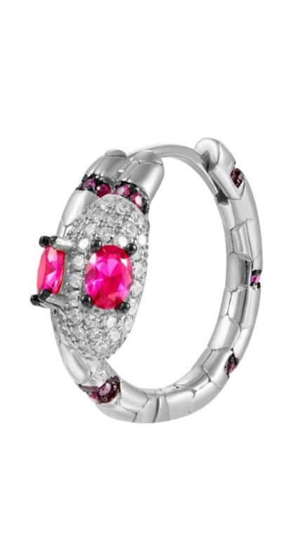 Le Marshand®  -  Joyería en plata 925, chapado en Oro 24K - Arito Lux Serpiente Rosa (Plata) - Diseños propios - Brazaletes, pulseras, collares y pendientes - Joyería online - Mallorca