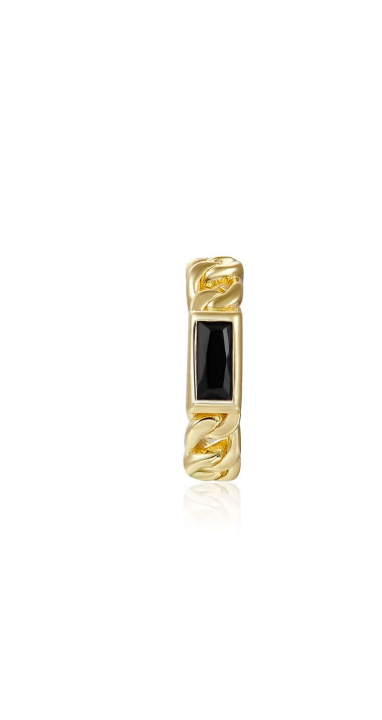 Le Marshand®  -  Joyería en plata 925, chapado en Oro 24K - Cuff Solitario Negro - Diseños propios - Brazaletes, pulseras, collares y pendientes - Joyería online - Mallorca