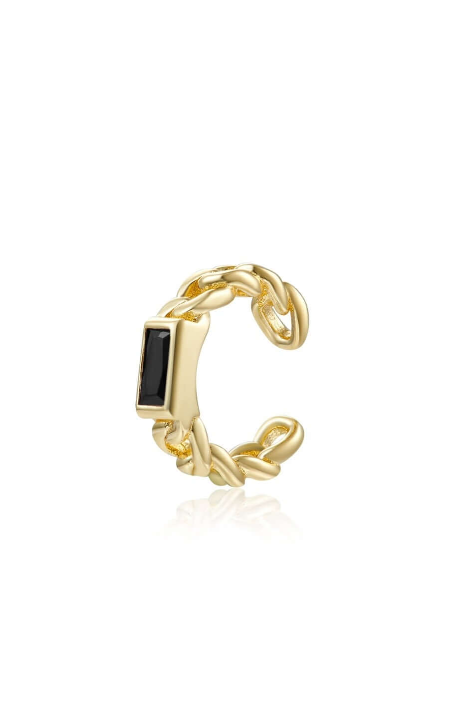 Le Marshand®  -  Joyería en plata 925, chapado en Oro 24K - Cuff Solitario Negro - Diseños propios - Brazaletes, pulseras, collares y pendientes - Joyería online - Mallorca