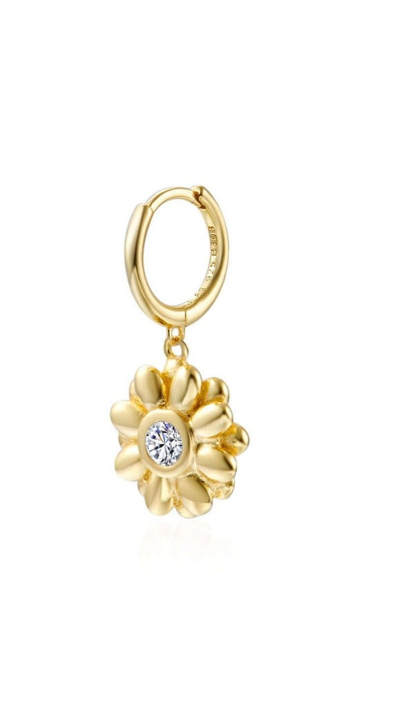 Le Marshand®  -  Joyería en plata 925, chapado en Oro 24K - Arito Flor Margarita - Diseños propios - Brazaletes, pulseras, collares y pendientes - Joyería online - Mallorca