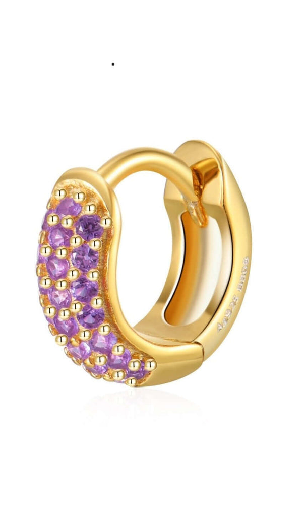 Le Marshand®  -  Joyería en plata 925, chapado en Oro 24K - Arito Round Mini Lila - Diseños propios - Brazaletes, pulseras, collares y pendientes - Joyería online - Mallorca