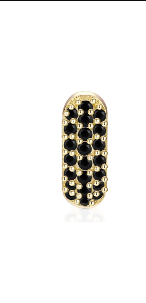 Le Marshand®  -  Joyería en plata 925, chapado en Oro 24K - Arito Round Mini Negro - Diseños propios - Brazaletes, pulseras, collares y pendientes - Joyería online - Mallorca