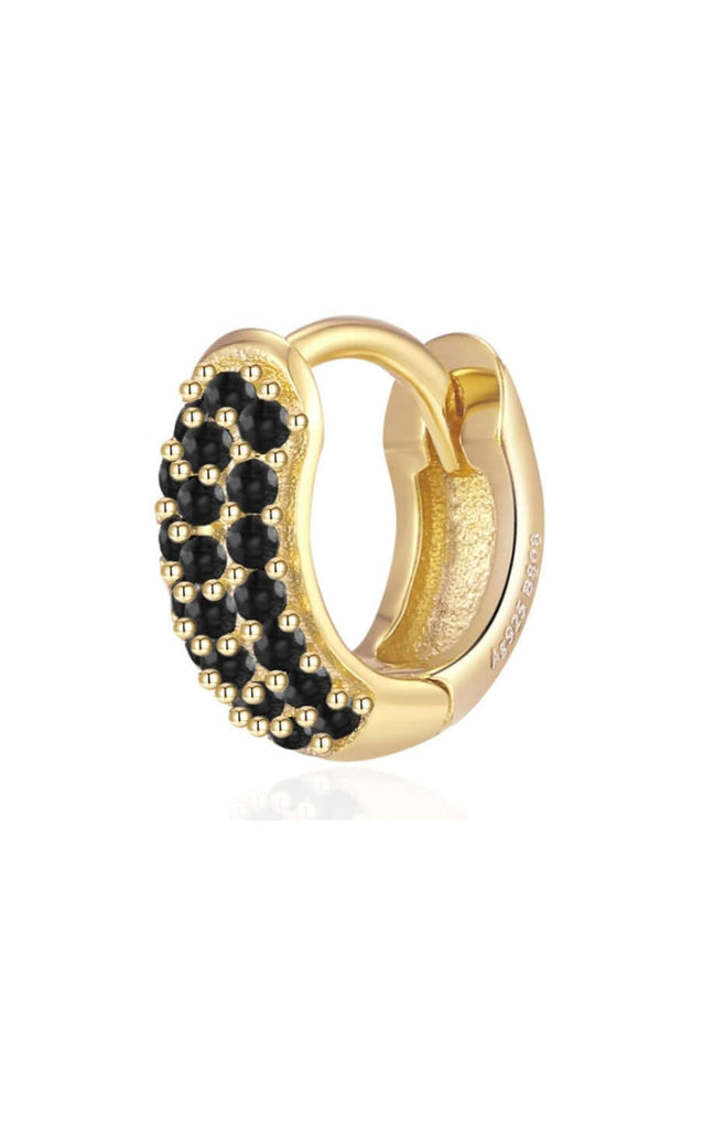 Le Marshand®  -  Joyería en plata 925, chapado en Oro 24K - Arito Round Mini Negro - Diseños propios - Brazaletes, pulseras, collares y pendientes - Joyería online - Mallorca
