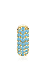 Le Marshand®  -  Joyería en plata 925, chapado en Oro 24K - Arito Round Mini Azul Turquesa - Diseños propios - Brazaletes, pulseras, collares y pendientes - Joyería online - Mallorca