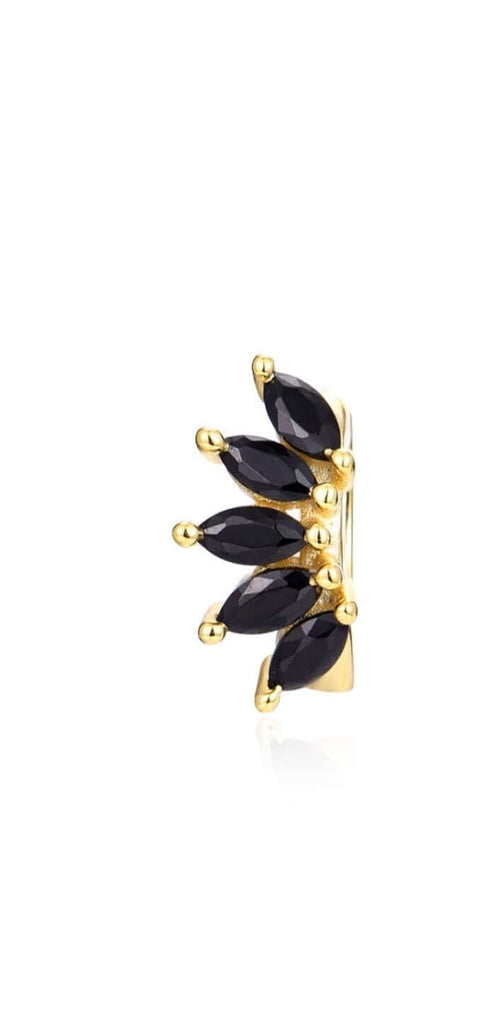 Le Marshand®  -  Joyería en plata 925, chapado en Oro 24K - Arito Abanico Negro - Diseños propios - Brazaletes, pulseras, collares y pendientes - Joyería online - Mallorca