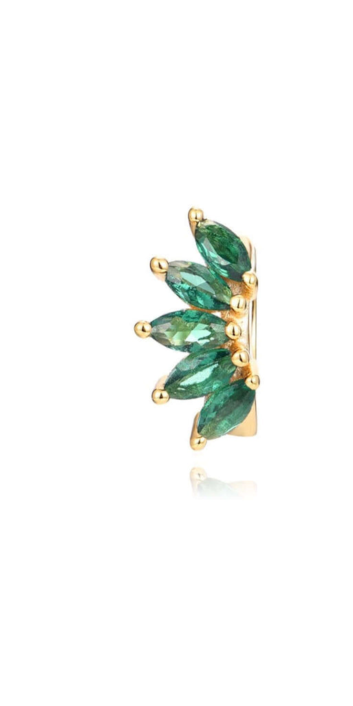 Le Marshand®  -  Joyería en plata 925, chapado en Oro 24K - Arito Abanico Verde - Diseños propios - Brazaletes, pulseras, collares y pendientes - Joyería online - Mallorca