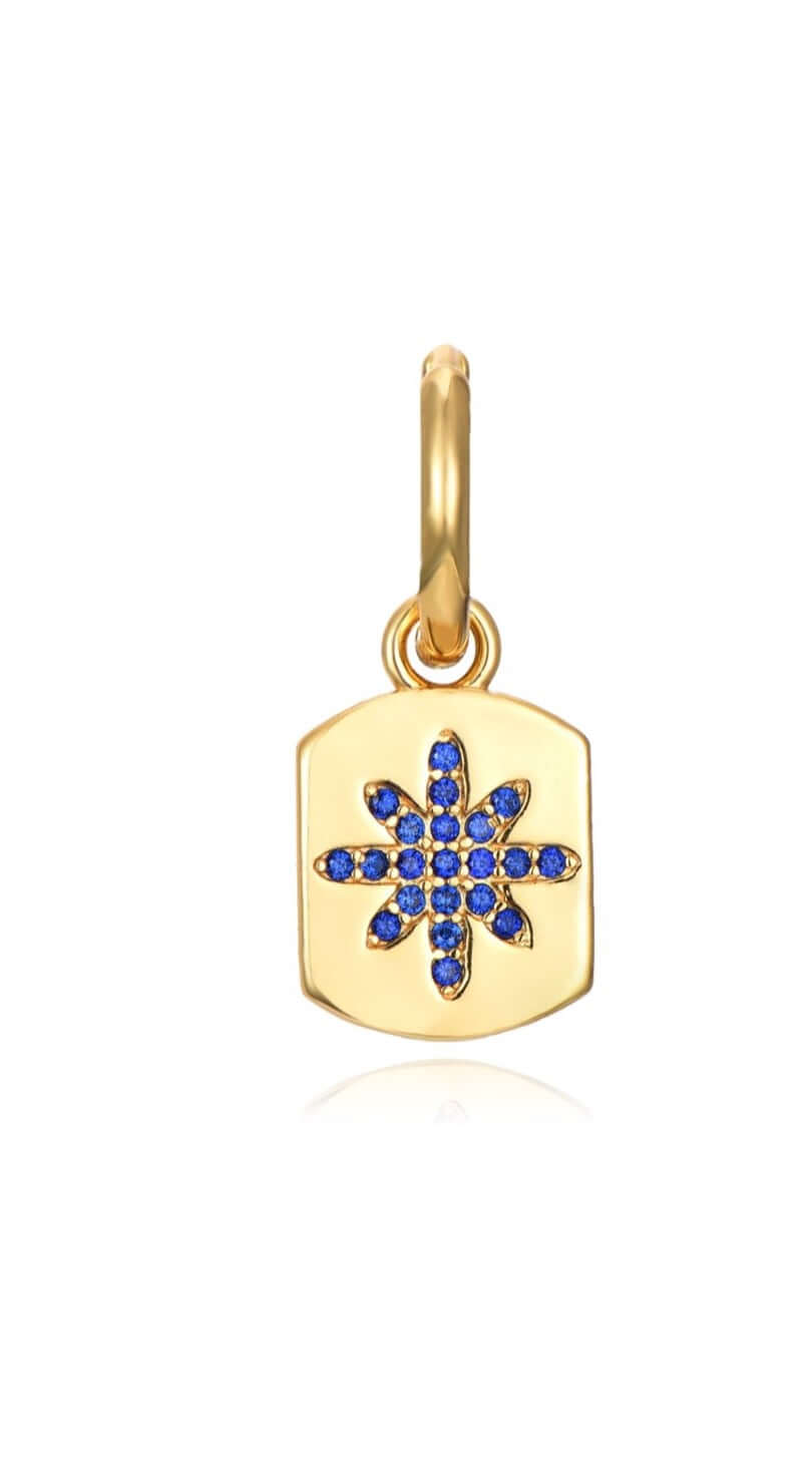 Le Marshand®  -  Joyería en plata 925, chapado en Oro 24K - Arito Plaquita Estrella Azul - Diseños propios - Brazaletes, pulseras, collares y pendientes - Joyería online - Mallorca