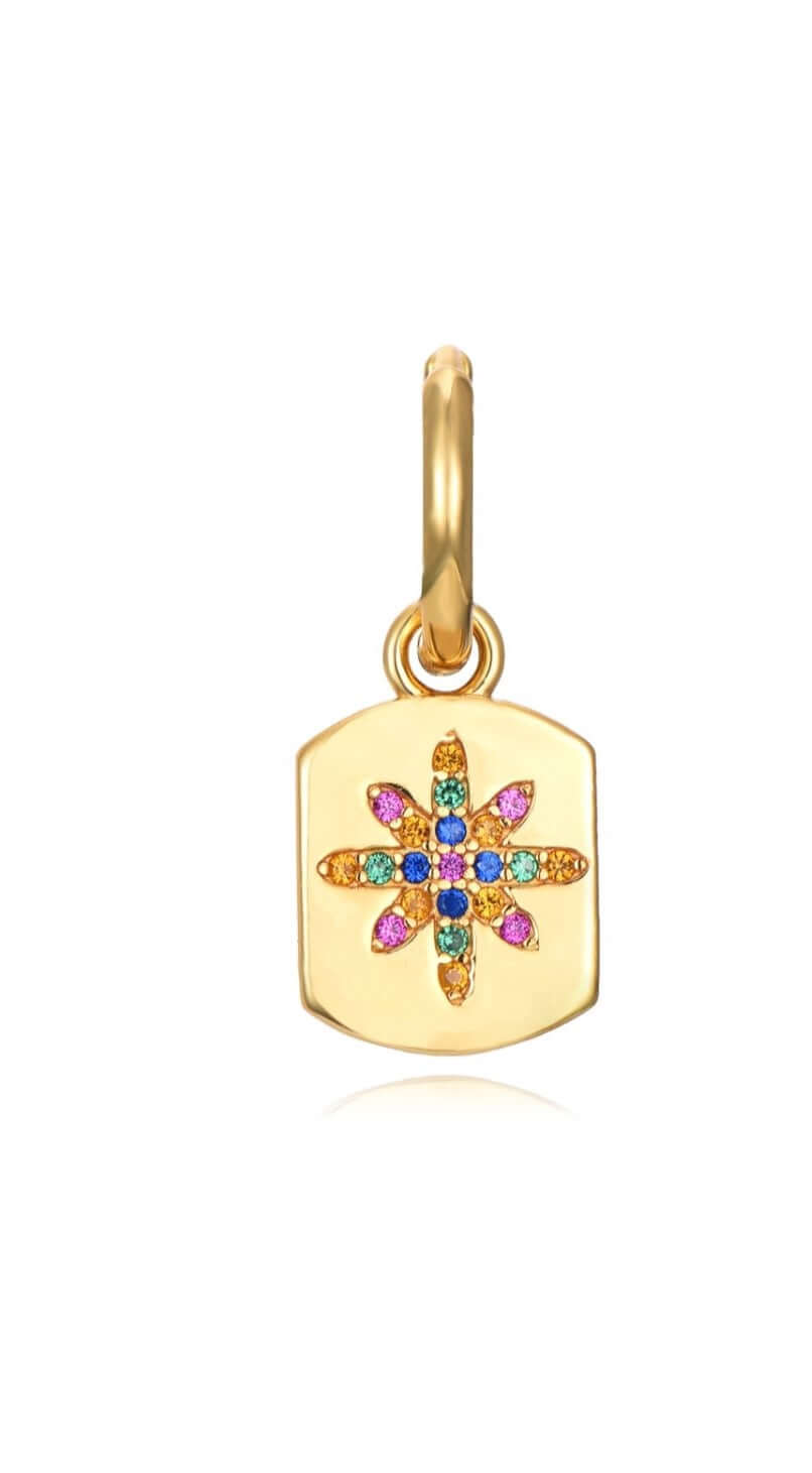 Le Marshand®  -  Joyería en plata 925, chapado en Oro 24K - Arito Plaquita Estrella Colorines - Diseños propios - Brazaletes, pulseras, collares y pendientes - Joyería online - Mallorca