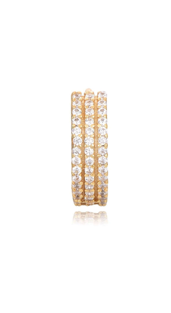 Le Marshand®  -  Joyería en plata 925, chapado en Oro 24K - Arito Grueso Triple Circonitas y corazones - Diseños propios - Brazaletes, pulseras, collares y pendientes - Joyería online - Mallorca