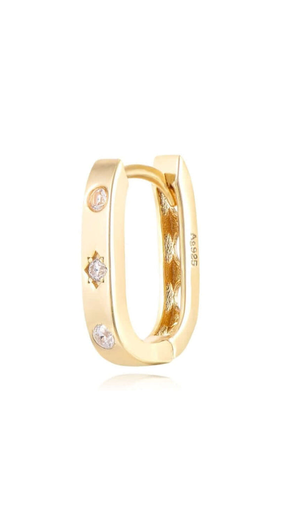 Le Marshand®  -  Joyería en plata 925, chapado en Oro 24K - Arito Uno Tres Brillantitos - Diseños propios - Brazaletes, pulseras, collares y pendientes - Joyería online - Mallorca