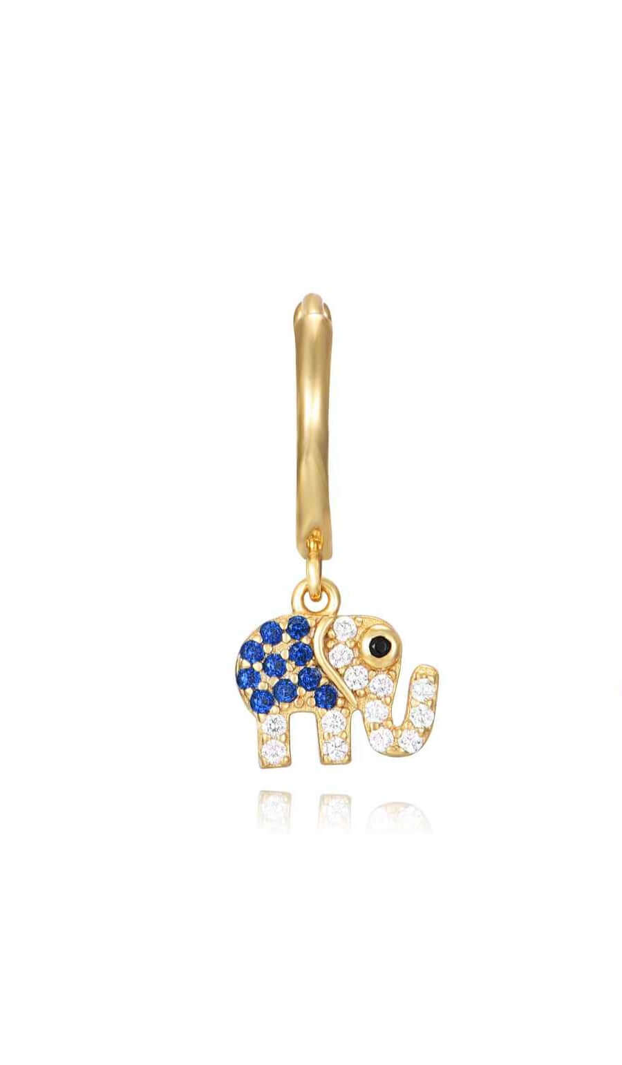 Le Marshand®  -  Joyería en plata 925, chapado en Oro 24K - Arito Elefante Azul (Plata bañada oro) - Diseños propios - Brazaletes, pulseras, collares y pendientes - Joyería online - Mallorca