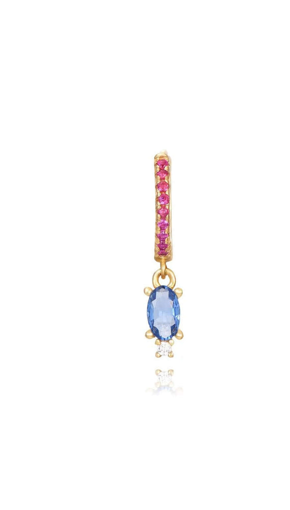 Le Marshand®  -  Joyería en plata 925, chapado en Oro 24K - Arito Gota y Solitario (Azul y Rosa) - Diseños propios - Brazaletes, pulseras, collares y pendientes - Joyería online - Mallorca