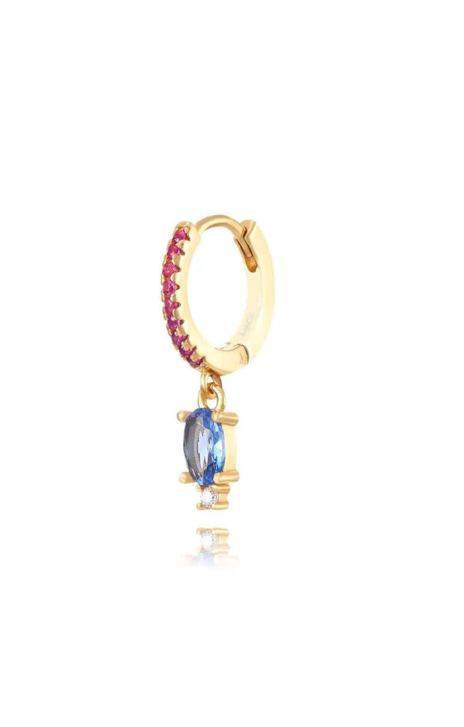 Le Marshand®  -  Joyería en plata 925, chapado en Oro 24K - Arito Gota y Solitario (Azul y Rosa) - Diseños propios - Brazaletes, pulseras, collares y pendientes - Joyería online - Mallorca