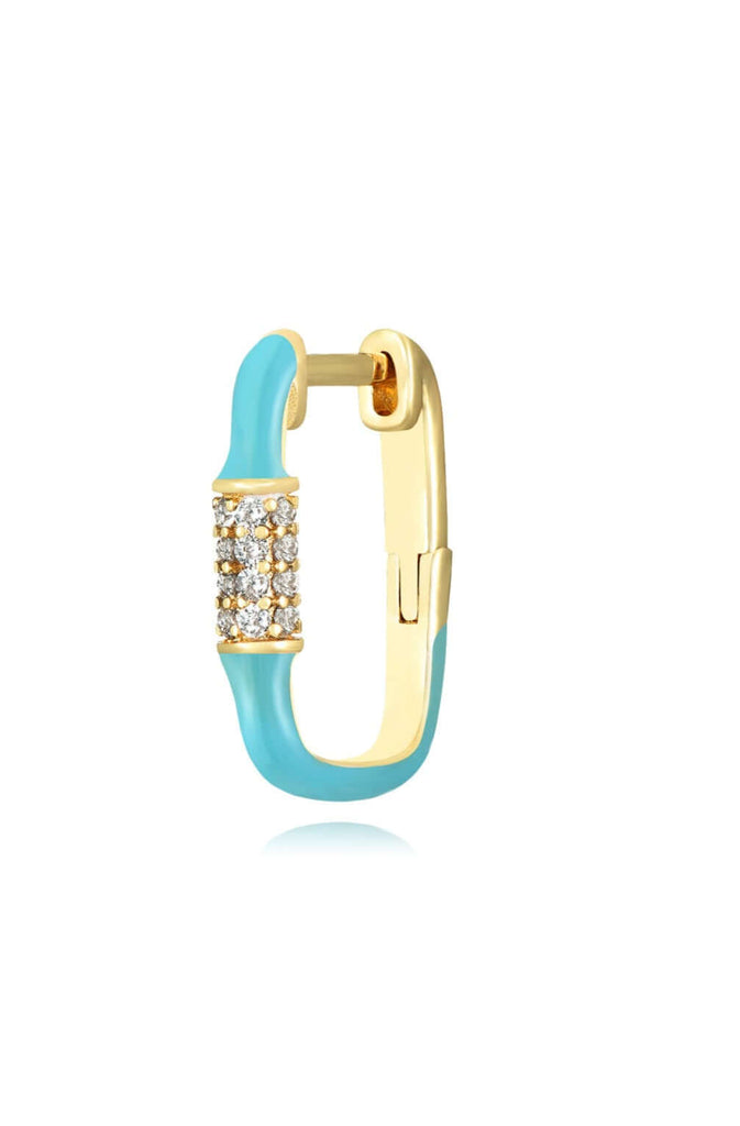 Le Marshand®  -  Joyería en plata 925, chapado en Oro 24K - Arito Q Tuerca Azul Turquesa - Diseños propios - Brazaletes, pulseras, collares y pendientes - Joyería online - Mallorca