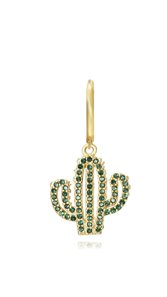 Le Marshand®  -  Joyería en plata 925, chapado en Oro 24K - Arito Cactus verde - Diseños propios - Brazaletes, pulseras, collares y pendientes - Joyería online - Mallorca