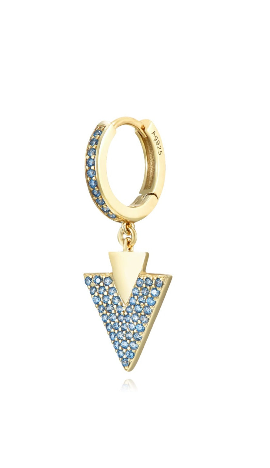 Le Marshand®  -  Joyería en plata 925, chapado en Oro 24K - Arito Triángulo azul - Diseños propios - Brazaletes, pulseras, collares y pendientes - Joyería online - Mallorca