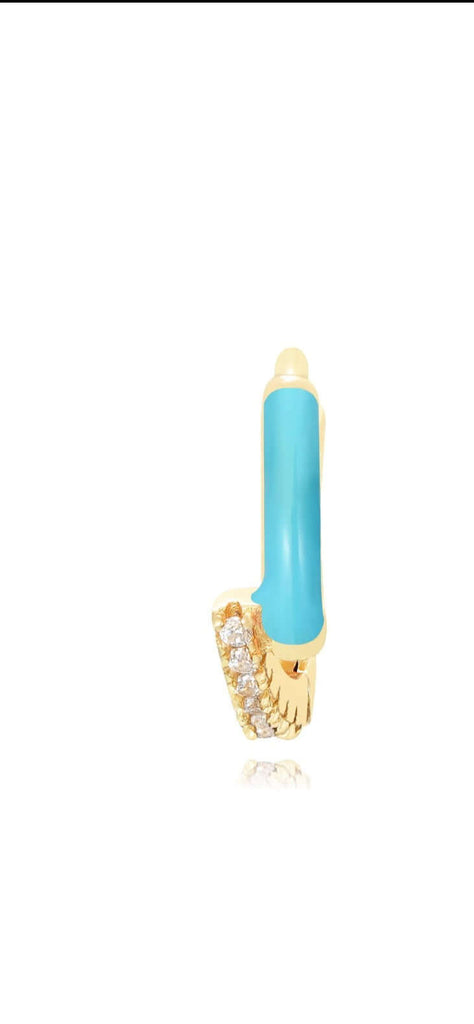 Le Marshand®  -  Joyería en plata 925, chapado en Oro 24K - Arito Esmalte turquesa y circonitas - Diseños propios - Brazaletes, pulseras, collares y pendientes - Joyería online - Mallorca